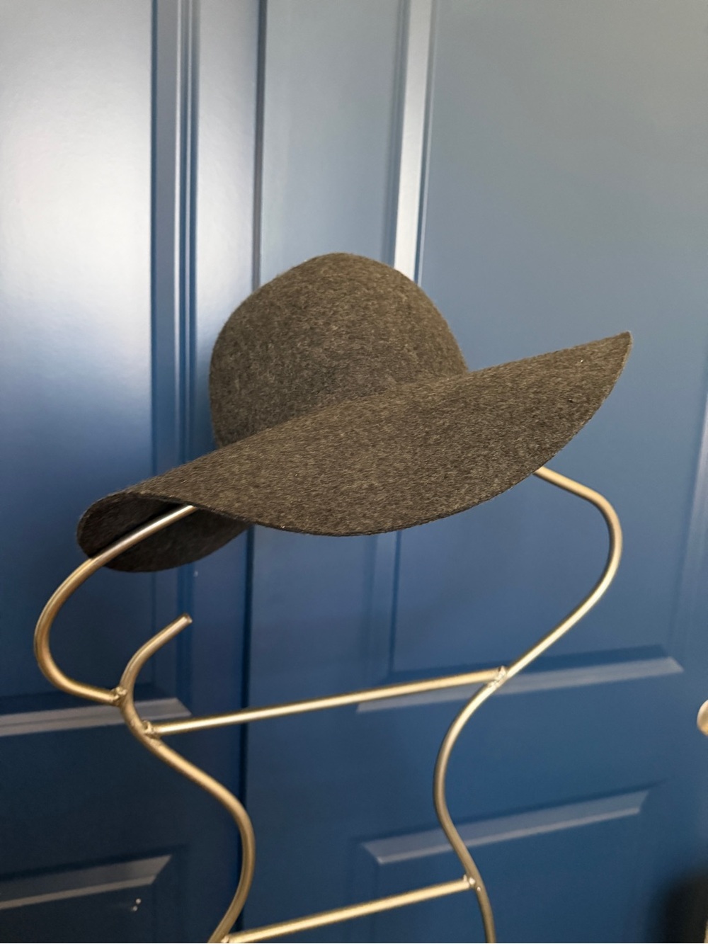 J. Crew Wide-Brim Felt Fedora in Charcoal